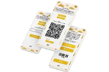 Digital Coupons showing QR Code, on device and password validation on a smartphone.