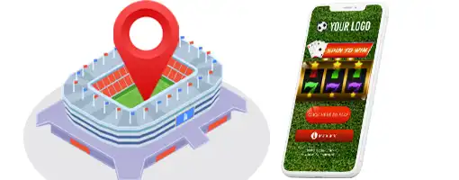 Digital Slot Machine Coupon on a smartphone based on location of the Coupon user.