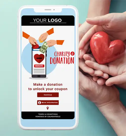 Bon ou coupon mobile Coupontools pour association caritative