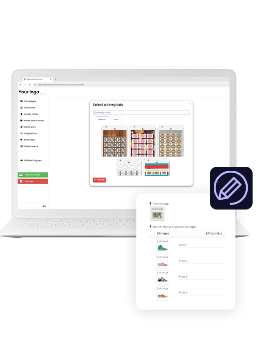 Coupontools Builder on a laptop.