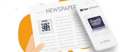 Coupontools Mobile Scratch & Win Coupon on a smarthphone and newspaper with QR Code
