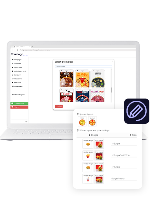 Coupontools Builder on a laptop.