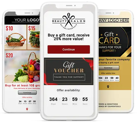 Digital Payment Vouchers and Gift Cards on smartphones.