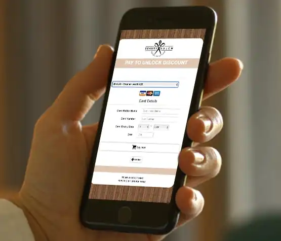 Digital Payment voucher with payment integration on a smartphone in hand.