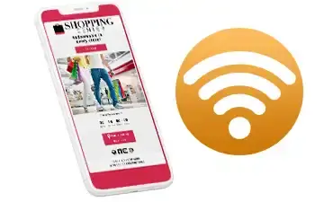 El celular se conecta a la red WIFI de la tienda con un Cupón Digital.